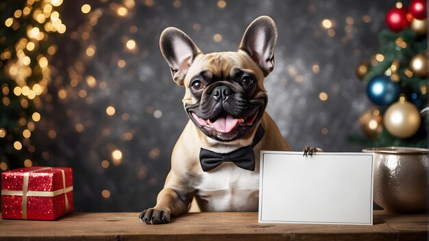 Photo good dog good french bulldog happy new year mockup write your own text design your own logo mock up