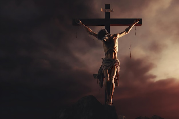 Good friday background with jesus christ and cross generative AI