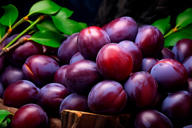 A good harvest of plums Cultivation of plums Farm and field Harvested agricultural crops