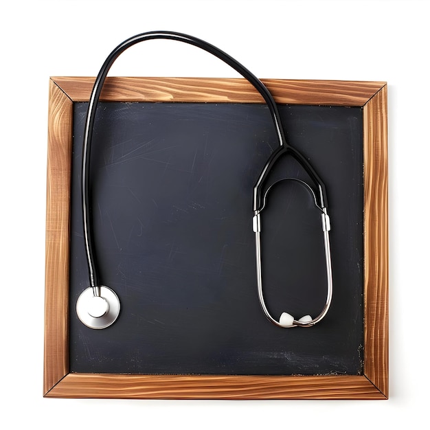 Photo good health message board with stethoscope on white background