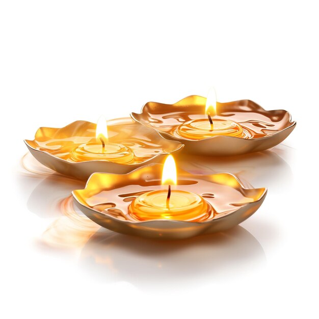 Photo good looking floating diya isolated on white background