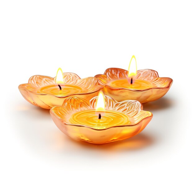 Photo good looking floating diya isolated on white background