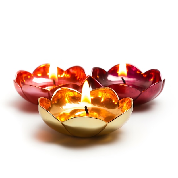 Photo good looking floating diya isolated on white background