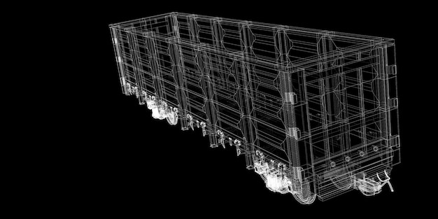 Goods Vagon , railway carriagebody structure, wire model