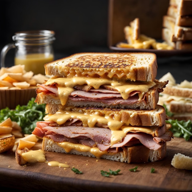 Gooey Ham and Cheese Grilled Sandwich