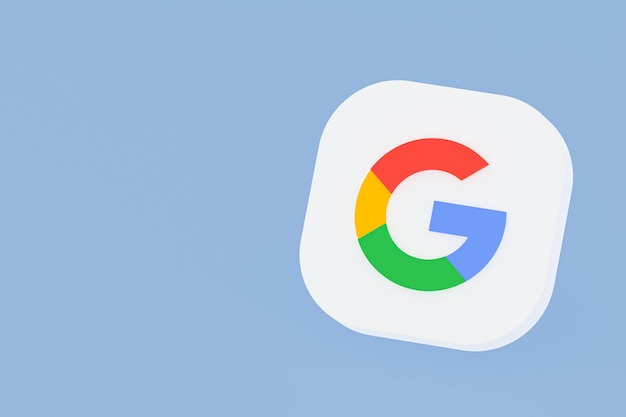 Google application logo 3d rendering on blue background