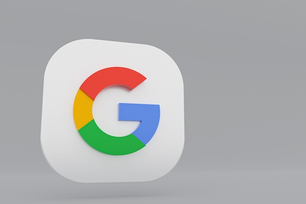 Google application logo 3d rendering on gray background