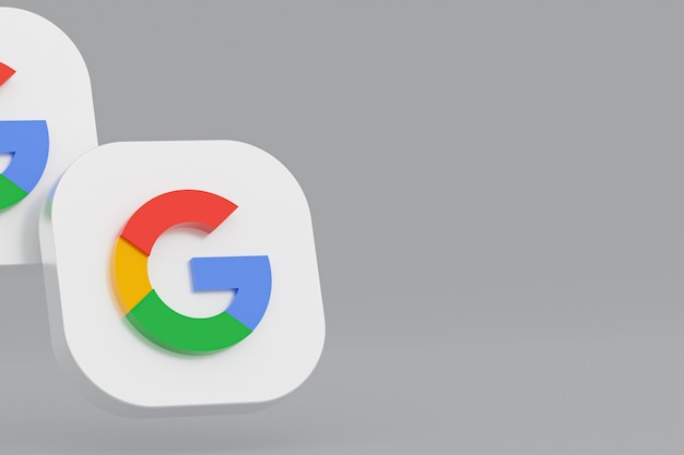 Google application logo 3d rendering on gray background