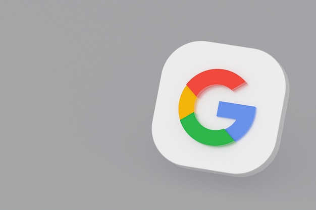 Google application logo 3d rendering on gray background