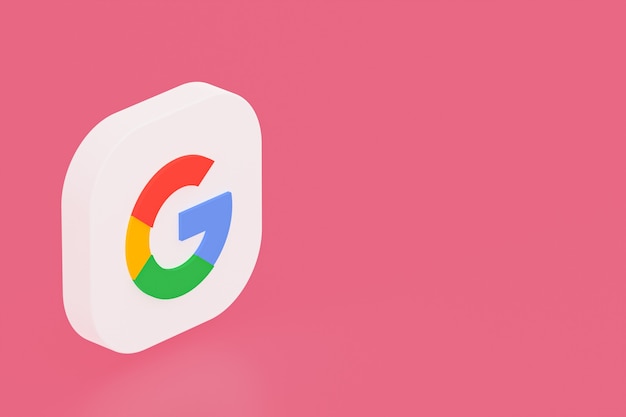 Google application logo 3d rendering on pink background