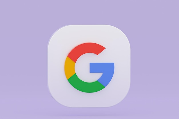 Google application logo 3d rendering on Purple background