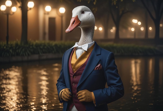 Photo a goose in formal blazer suit