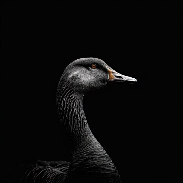 goose isolated on black background