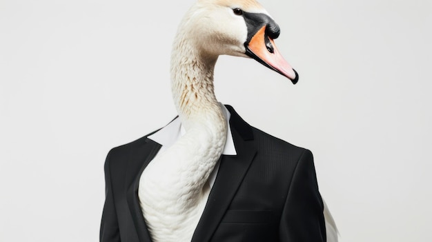 Photo a goose wearing a suit with an orange beak