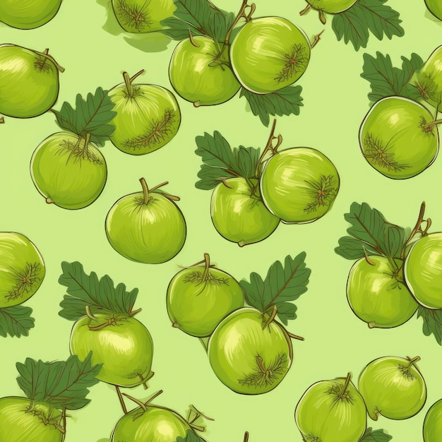 Photo gooseberry green small tart seamless pattern