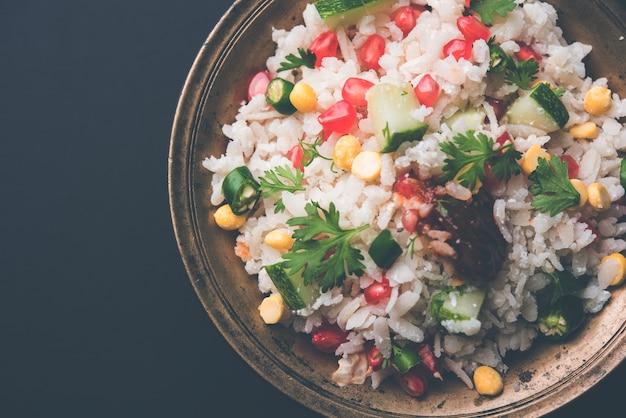 GopalKala or Dahi Kala is a prashad offered to lord Krishna on Janmashtami or Gokulashtami. Made using beaten rice, curd, milk, sugar, pomegranate, chilli , pickle and coriander