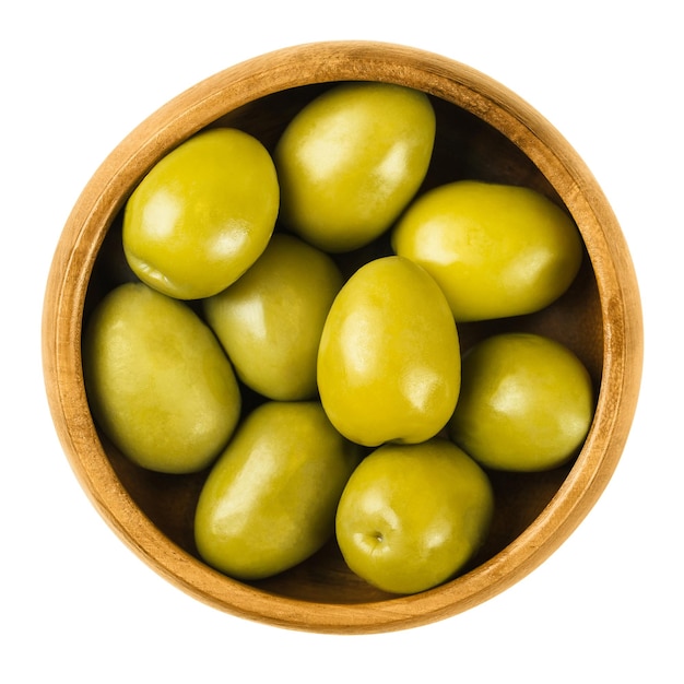 Gordal Reina green olives in bowl