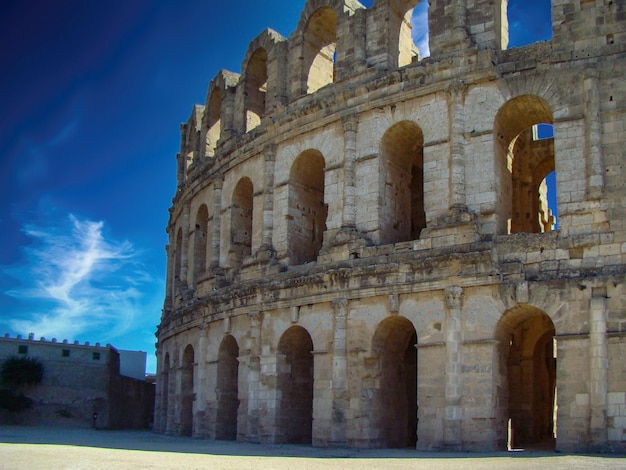 The Gordian Amphitheater in El Jem Tunisia A closeup view of the wall