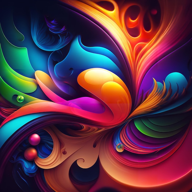 Gorgeous Abstract Colorful Curved Multicolor Waves Background