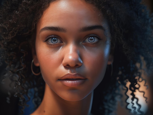 Gorgeous biracial darkskinned model generative ai