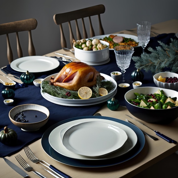 Gorgeous boho luxury table set for festive generative AI