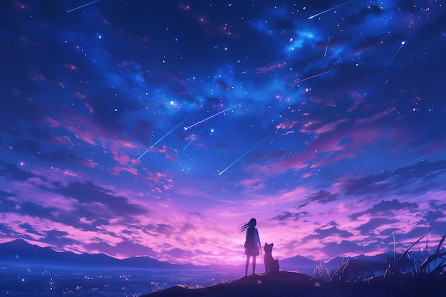 Gorgeous Digital Artwork Highlights Mesmerizing Starfilled Sky In An Animestyle