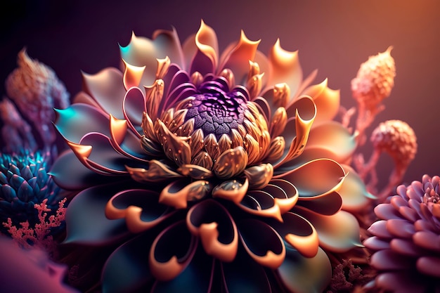 Gorgeous fantasy flower style unique flowersGenerative AI