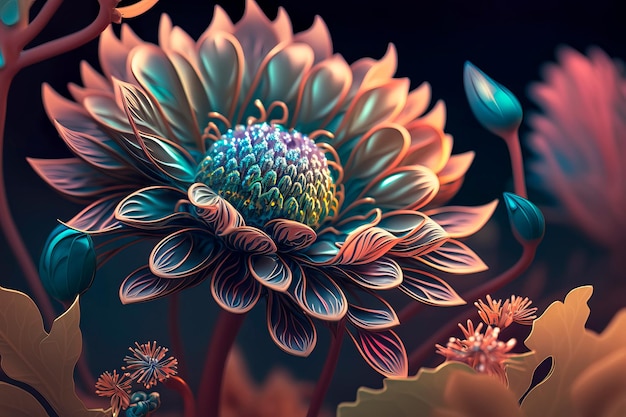 Gorgeous fantasy flower style unique flowersGenerative AI