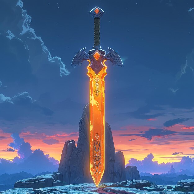 Photo gorgeous fantasy sword 3d digital illustration