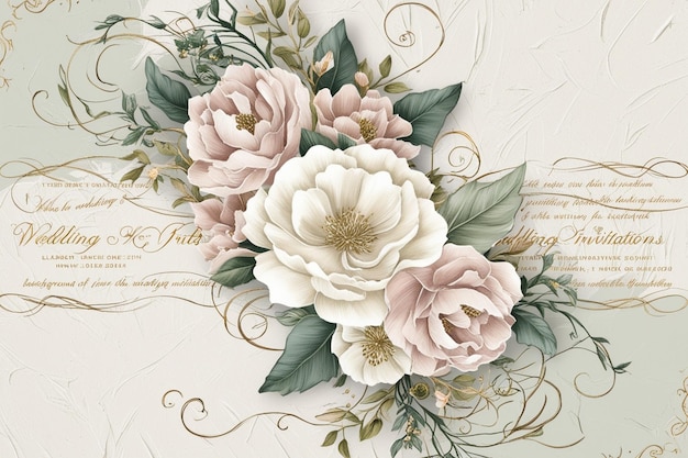 Photo gorgeous floral wedding card background with elegant space