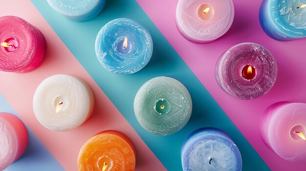 Photo gorgeous handcrafted vibrant wax candles