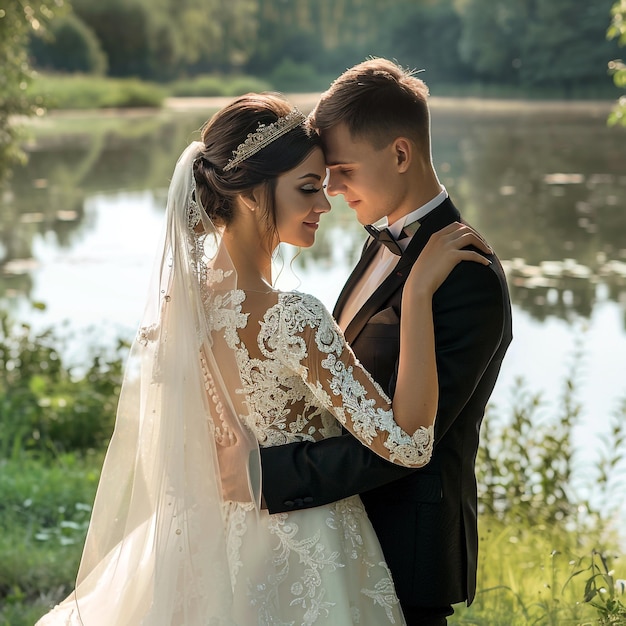 Gorgeous wedding couple portrait