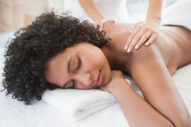 Gorgeous woman enjoying a shoulder massage