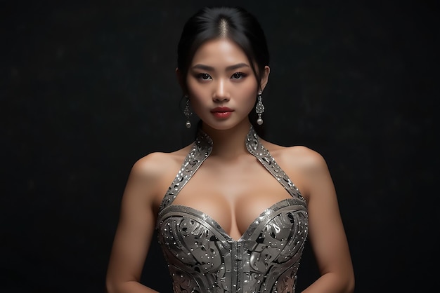 Gorgeous woman in party wear dress