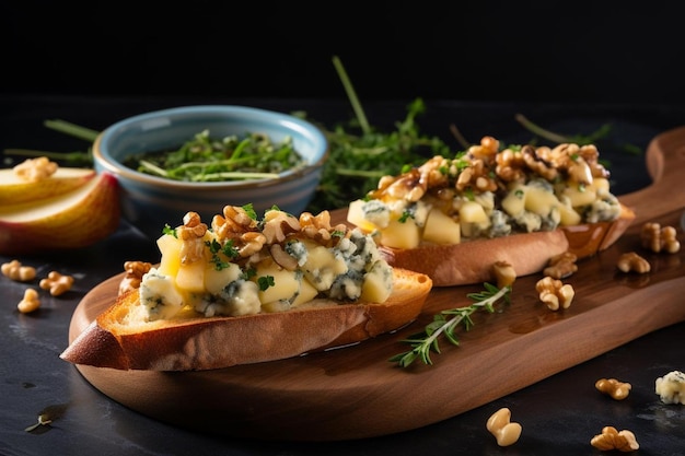 Gorgonzola Pear Walnut Bruschetta delicious Bruschetta food image photography