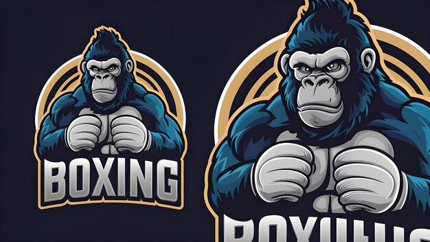 Photo gorilla boxing mascot logo design