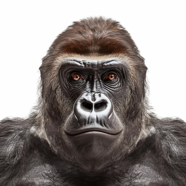 Gorilla head on white background