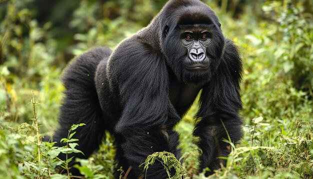 Photo a gorilla with a black face and a white face and a black face