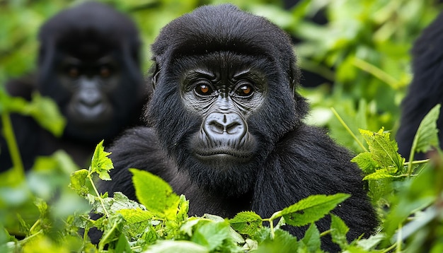 a gorilla with a black face and a white face and the word gorilla on the left