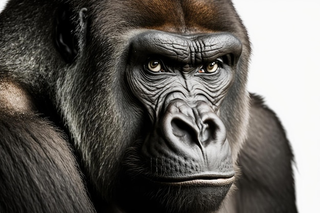 A gorilla with a white background