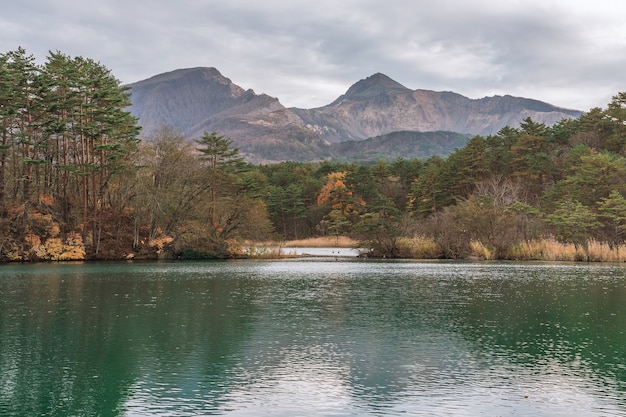 Goshikinuma lake and Mt. Bandai at Goshikinuma in Fukushima, Japan