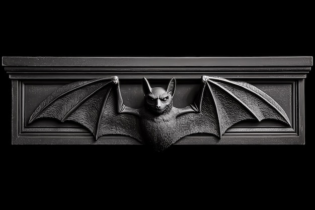 Photo gothic bat ornament on black mantelpiece