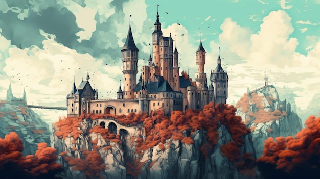 Gothic castle illustration