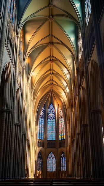 Gothic Cathedral Interior High Ribbed Vaults