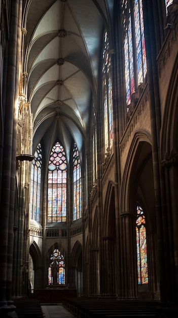 Gothic Cathedral Interior High Ribbed Vaults