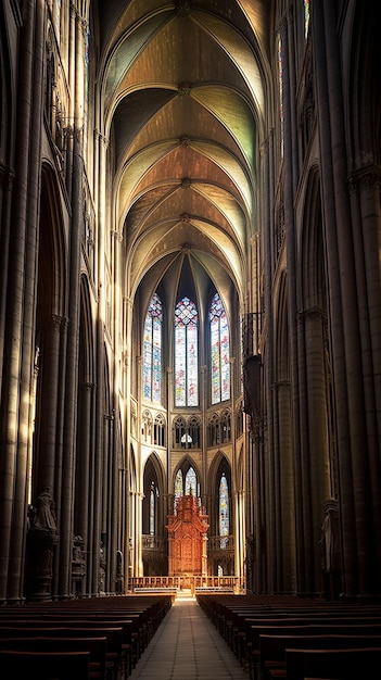 Gothic Cathedral Interior High Ribbed Vaults