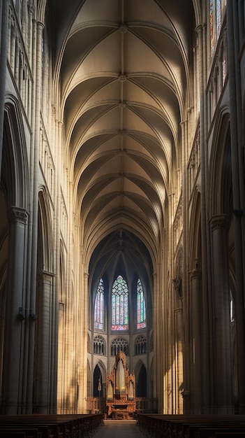 Gothic Cathedral Interior High Ribbed Vaults