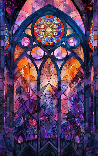 Gothic Cathedral With Stained Glass Texture Intricate Lace C Illustration Trending Background Decor