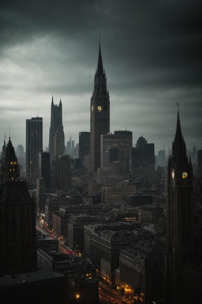 Photo gothic gotham city skyline