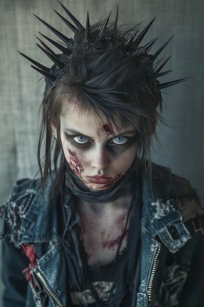 Gothic Horror Portrait of a Young Woman with Spiked Crown